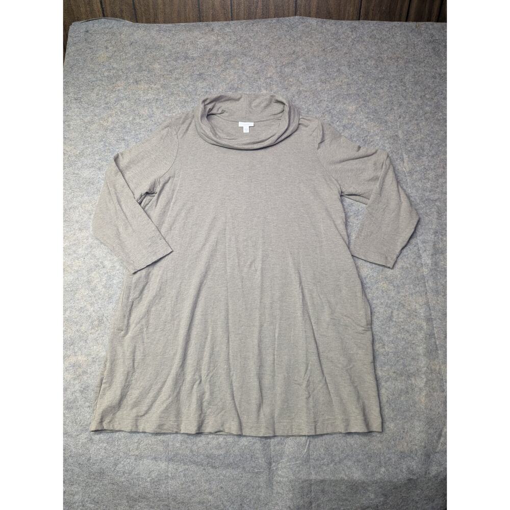 Pure J Jill Size XL Petite Knit Cowl Neck Tunic Dress Pockets Oatmeal Beige